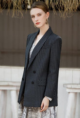 Checkered Black Loose Fit Weekender Blazer - FashionByTeresa
